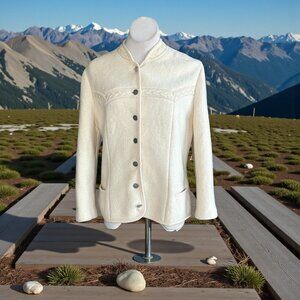 Arber Strickmoden Jacket Ivory New Wool Tyrolean Cardigan Size 46